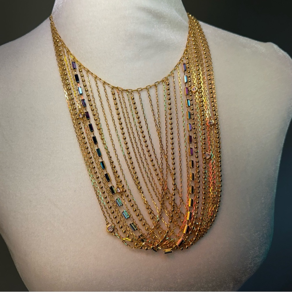 Coach Gold Multi Chain Waterfall Bib Necklace - Picture 4 of 12